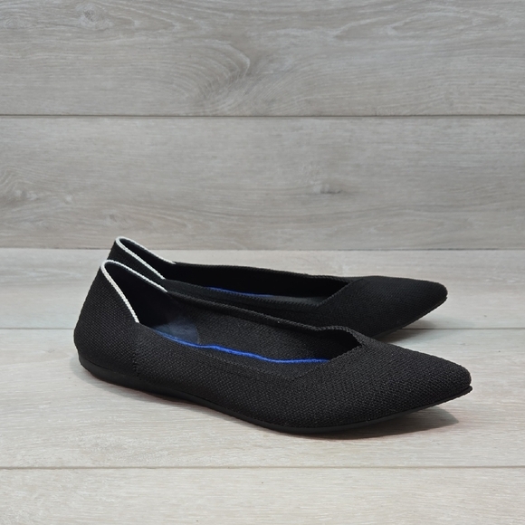 Rothy's Black Women's The Pointed Toe Knit Flats Shoes Sz 9 - Picture 1 of 12